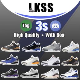 Jason LKSS High Quality basketball shoes 3s mens sneakers 3 woman trainers Fire Red Black Cat White Cement Fear True Blue jogging walking shoe with box